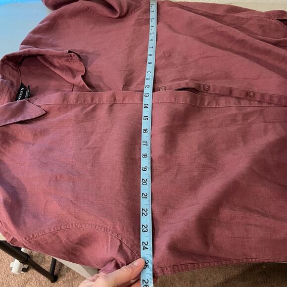 Athleta Tawny Rose Playa Linen Button Front Long Sleeve Oversized Shirt Size XL - Picture 11 of 14